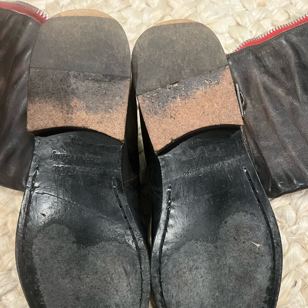 Golden Goose Tall Black Boots Red Zipper - Picture 6 of 12